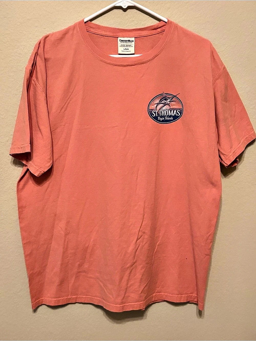 Comfort Wash St. Thomas Virgin Islands Marlin Graphic Tee Graphic Tee Orange